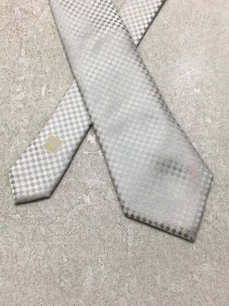 LOUIS VUITTON ネクタイ シルバー 未使用に近い】ルイヴィトン