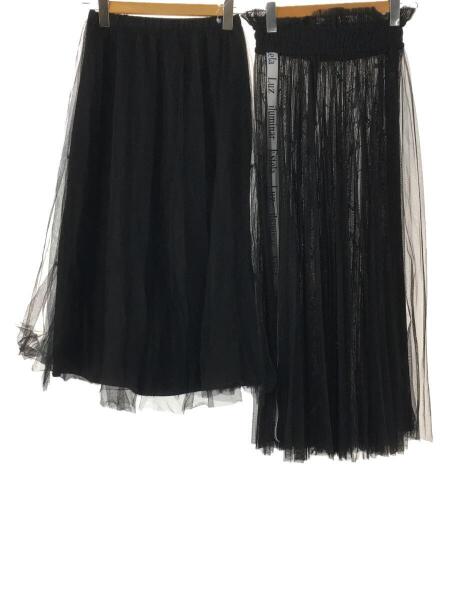 SNIDEL(スナイデル) / ロングスカート/FREE/ナイロン/BLK/無地xロゴ  