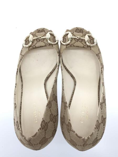 GUCCI(グッチ) / オープントゥパンプス/35.5/BEG/GGロゴ/キャンパス/総