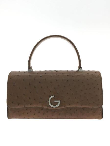 ✨人気✨GRES グレ ハンドバッグ オーストリッチレザー ブラウン色 Gロゴ GRES(グレ) / GRES/グレ/ハンドバッグ/ブラウン/オーストリッチ | 中古