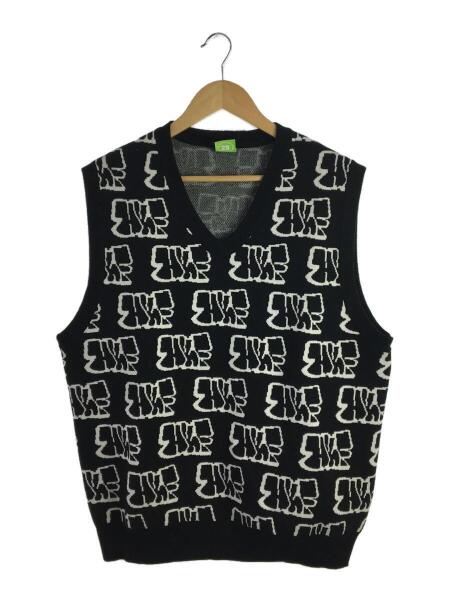 HUF(ハフ) / REMIO KNIT VEST/レミオ/ニットベスト/M/コットン/黒 