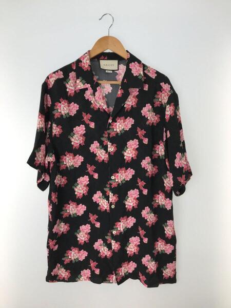 GUCCI / ボーリングシャツ/48/シルク/BLK/総柄/625502 ZAEP6 GUCCI(グッチ) / 20SS/625502 ZAEP6/ボーリングシャツ/花/半袖シャツ