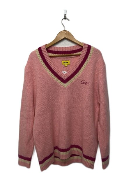 GOLF WANG(ゴルフワン) / ロゴ刺繍 モヘア混 Vネックニット・セーター 