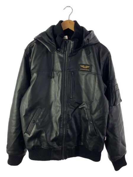 ALPHA INDUSTRIES フェイクレザージャケット黒TA1658