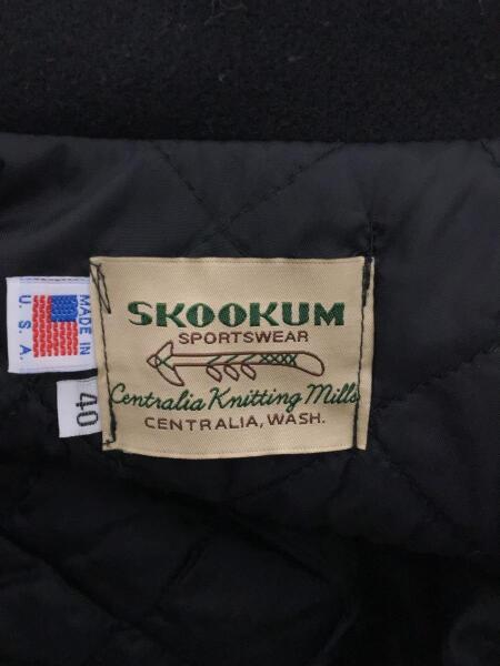 SKOOKUM. フードジャケットサイズ40 SKOOKUM(スクーカム) / フード付きスタジャン/40/ウール/ブラック