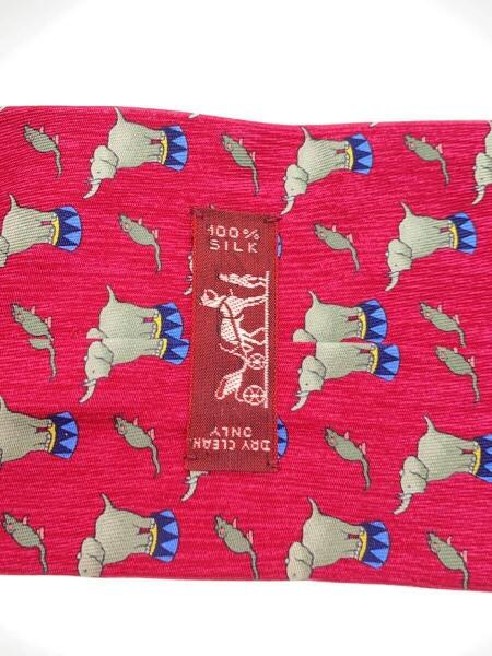 HERMES エルメス ネクタイ シルク 動物柄 象 ヤシの木 ネクタイ HERMES