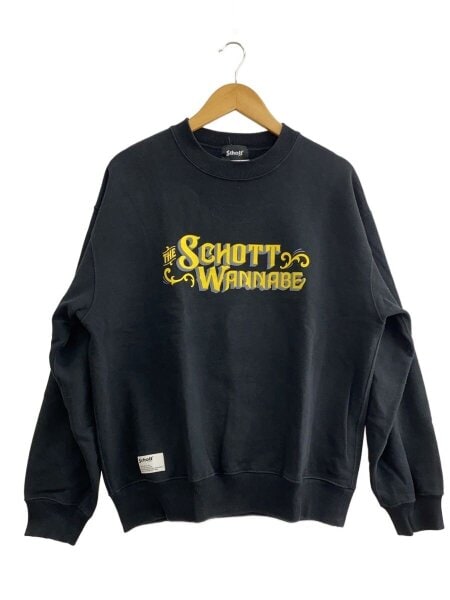 Schott(ショット) / ×AMERICAN WANNABE/AW CREW SWEAT/L/コットン/BLK 