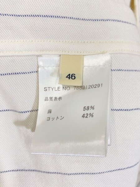 WALES BONNER / 23SS/襟汚れ有/ショップコート/46/リネン/WHT/7883120291 WALES BONNER(ウェールズボナー) / 23SS/襟汚れ有/ショップコート/46