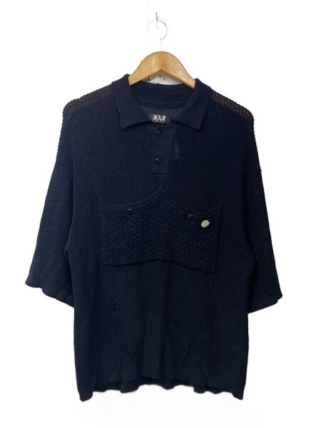 FAF(エフエーエフ) / 25SS/KNIT POLO/ポロシャツ/XL/レーヨン/BLK 