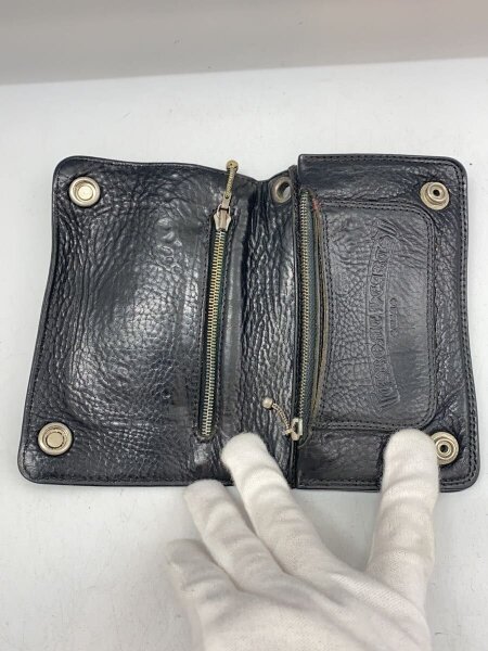希少？！クロムハーツChrome Hearts二つ折りスムースレザー 付属品無し CHROME HEARTS(クロムハーツ) / 財布/レザー/BLK/無地/メンズ | 中古品