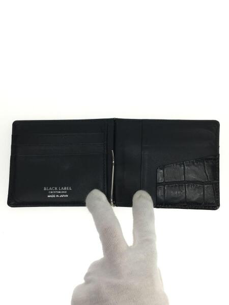 ブラックレーベルクレストブリッジ 2折財布 黒 ブラック クロコ型押し
