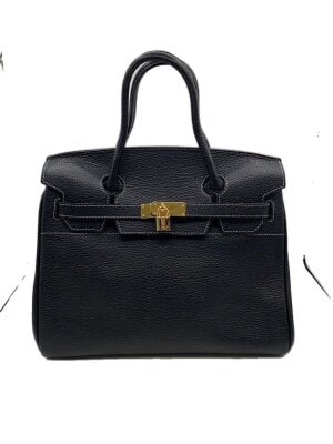 YURIE NITANI ターンロック　レザーハンドバッグ　黒　ゴールド金具 YURIE NITANI（ユリエニタニ）の中古品の通販サイト セカンド