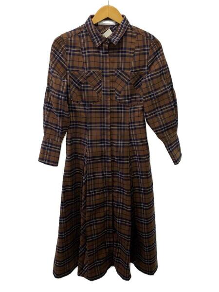 herlipto CheckeredPleats Long ShirtDress