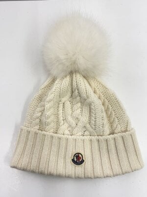 MONCLER ポンポン付きニット帽 クリーム MONCLER（モンクレール） 【並行輸入品】モンクレール ニット帽