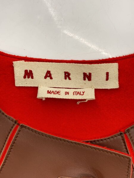 MARNI / ノーカラーレザーコート/40/羊革/BRW×RED/CPMX0085QYLA188// MARNI([イリョウ/フクショク]マルニ) / ノーカラーレザーコート/40/羊