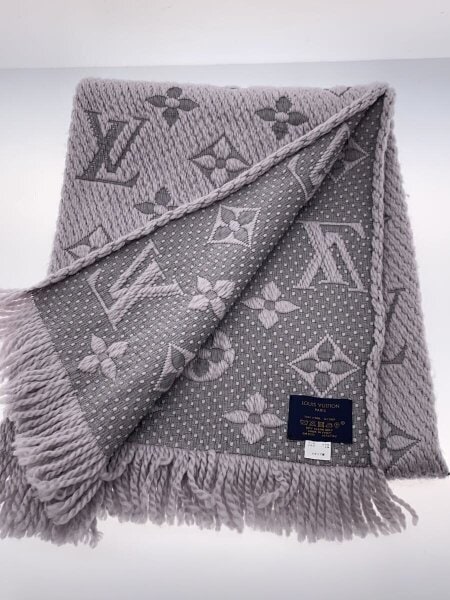 Louis Vuitton グレー マフラー ウールシルク ヴィトン モノグラム