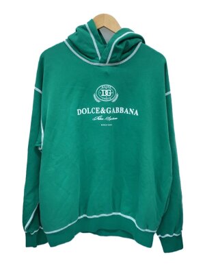 DOLCE&GABBANA パーカー 52(XXL位) 磨い 白x青x黄等(総柄) 【古着  