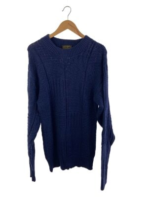 Eddie Bauer USA製 コットンニット 前V ネイビー 無地 EDDIE BAUERの