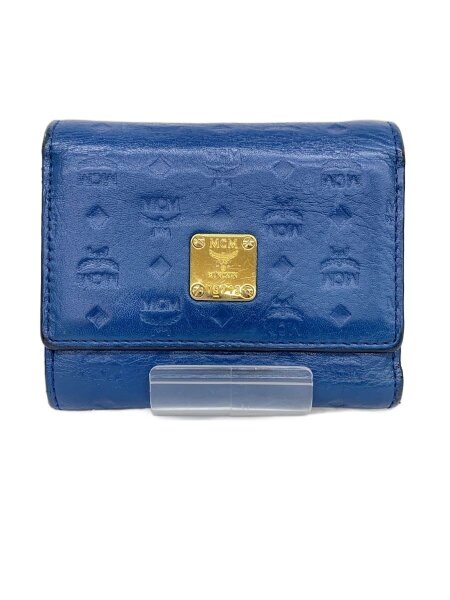 MCM(エムシーエム) / 3つ折り財布/レザー/BLU/総柄/レディース