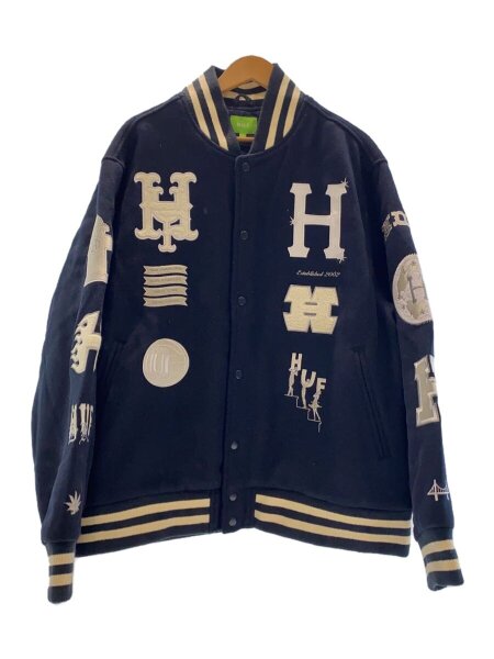 美品♪ HUF ハフ ウール ジャケット 20周年記念限定 スタジャン ネイビー 希少 Huf ハフ ウール ジャケット 20周年記念限定 スタジャン ネイビー