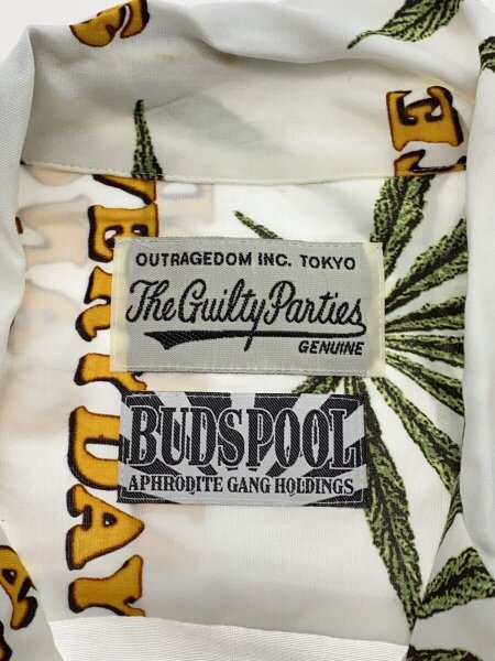 WACKO MARIA × BUDSPOOL / APHRODITEGANG EVERYDAYSMOKE PATTERN/アロハシャツ/L/レーヨン/WHT/総柄 WACKO MARIA(ワコマリア) / APHRODITEGANG EVERYDAYSMOKE PATTERN