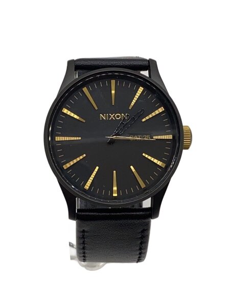NIXON(ニクソン) / クォーツ腕時計/アナログ/レザー/BLK/BLK/thesentry 