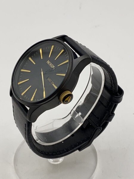 NIXON(ニクソン) / クォーツ腕時計/アナログ/レザー/BLK/BLK/thesentry 