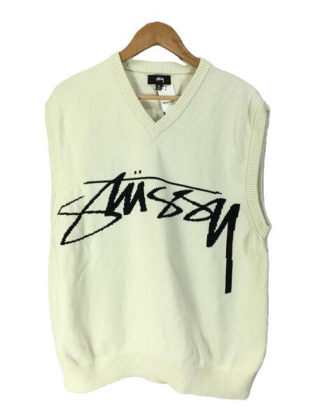STUSSY(ステューシー) / ニットベスト(厚手)/XL/コットン/WHT | 古着の 