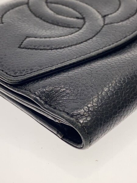 CHANEL(シャネル) / キャビアスキン/Wホック/2つ折り財布/レザー/BLK 