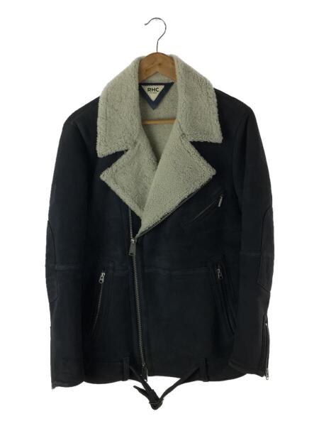 ロンハーマン×ミートパッキング ムートン　ライダース　羊革　Sサイズ　ブラック ロンハーマン レザームートンジャケット ロンハーマン 羊革ムートン