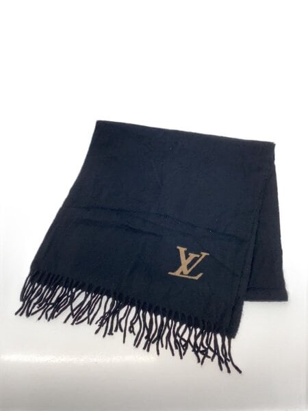 LOUIS VUITTON ルイヴィトン カシミヤマフラー  LVロゴ ブラック LOUIS VUITTON(ルイヴィトン) / LVロゴ/マフラー/カシミア/BLK/メンズ
