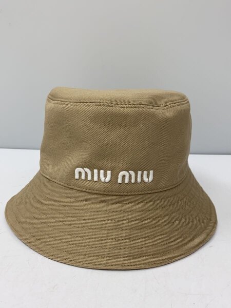 MIU MIU(ミュウミュウ) / ドリルバケットハット/S/コットン/BEG/無地