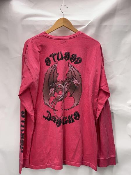 STUSSY(ステューシー) / 長袖Tシャツ/L/コットン/ピンク/ドラゴン 