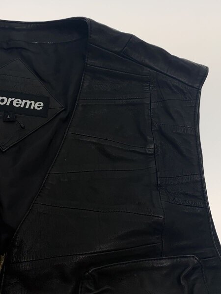 Supreme(シュプリーム) / ベスト/L/レザー/BLK/無地/23ss/patchwork