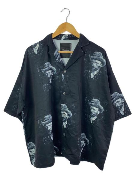 unrelaxing tシャツ unrelaxing アンリラクシング オープンカラーシャツ 半袖シャツ ポリエステル BLK 総柄 UR