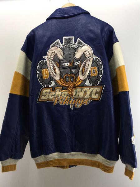 米国製】Schott レザージャケット 青 XL スタジャン Vikings