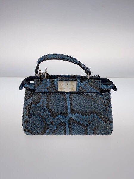 極美品✨ FENDI ピーカブー マイクロ ショルダーバッグ パイソン ブルー系