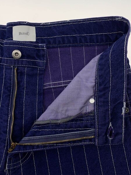 bless Uブラック　ストライプデニムパンツ BlessU ストライプ ブラックデニムパンツ BLESS U(ブレスユー