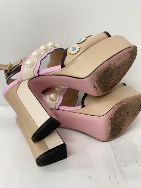 FENDI / パールサンダル/チャンキーヒール/パンプス/36/BEG FENDI(フェンディ) / パールサンダル/チャンキーヒール/パンプス/36
