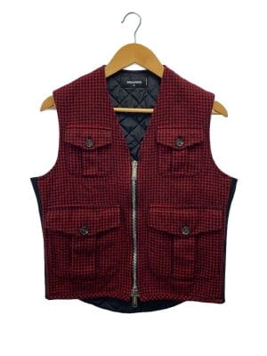 希少✨ディースクエアード　ダウンベスト　ジャケット　ワッペン　2way 赤　40 希少✨ディースクエアード ダウンベスト ジャケット ワッペン 2way 赤