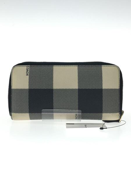 COACH(コーチ) / ラウンドジップ長財布/PVC/ネイビー×ベージュ 