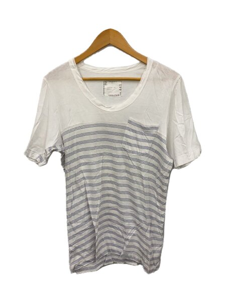 sacai(サカイ) / ボーダーポケットUネックTシャツ/3/コットン/WHT 