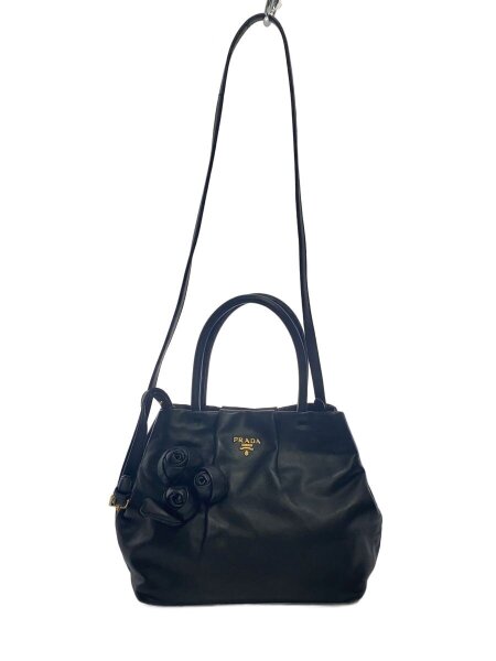 PRADA(プラダ) / 2WAYショルダーバッグ/薔薇モチーフ/レザー/BLK 