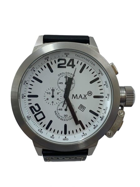 MAX(マックス) / クォーツ腕時計/アナログ/レザー/WHT/BLK | 中古品の 