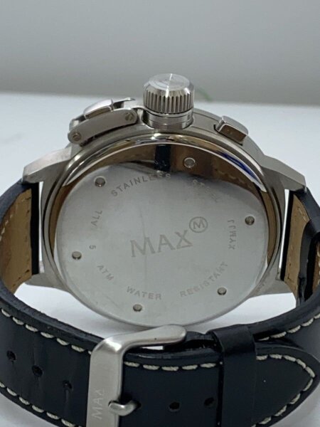 MAX(マックス) / クォーツ腕時計/アナログ/レザー/WHT/BLK | 中古品の 