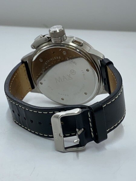 MAX(マックス) / クォーツ腕時計/アナログ/レザー/WHT/BLK | 中古品の 