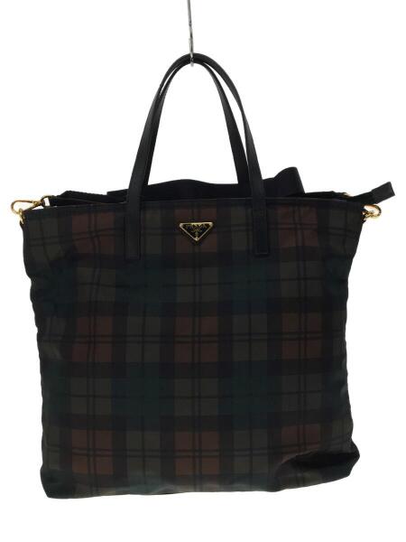 美品】PRADA プラダ トートバッグ チェック マルチカラー テスート