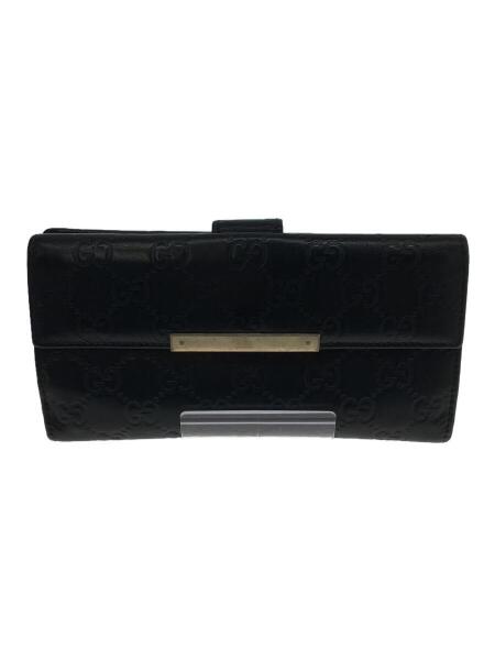 GUCCI(グッチ) / フラップ長財布/レザー/ブラック/総柄/メンズ/使用感 