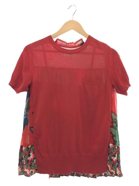 sacai(サカイ) / 2018SS/flower pleats T-shirt/トップス/1/レッド/総 