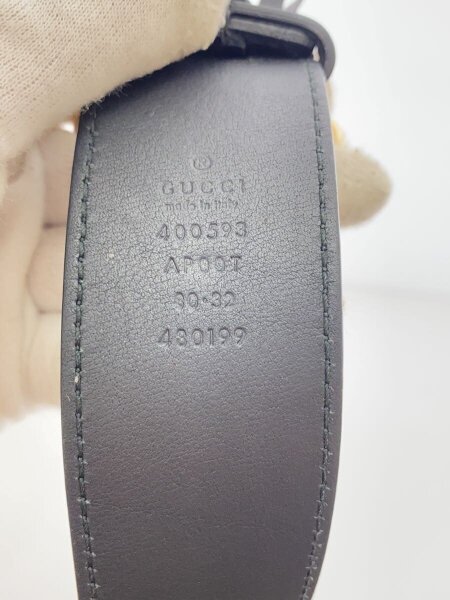 【美品】GGロゴ ブラックレザーベルト　400593 AP00T GUCCI(グッチ) / GGロゴ/ベルト/レザー/ブラック/黒/無地/レディース